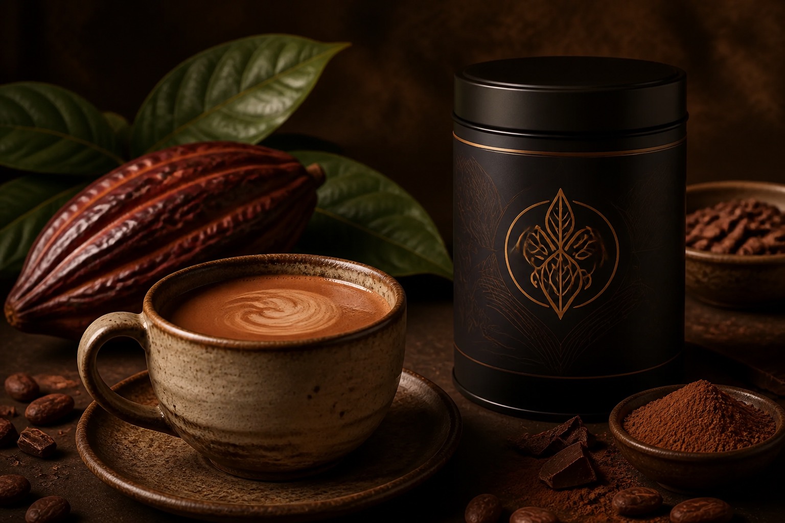 Drinking chocolate tin and cocoa cup